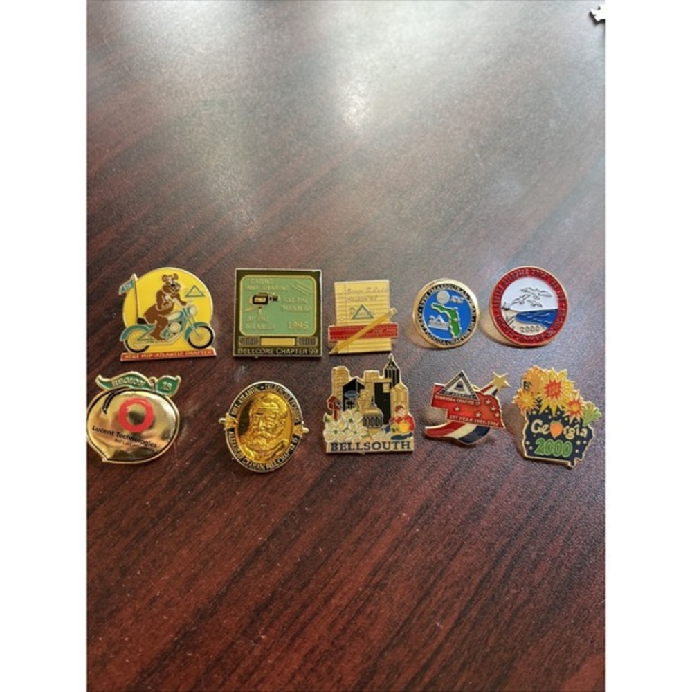 Lot Of 10 AT&T‎ Pioneers BellSouth Telephone Company Lapel Hat Pins Z6